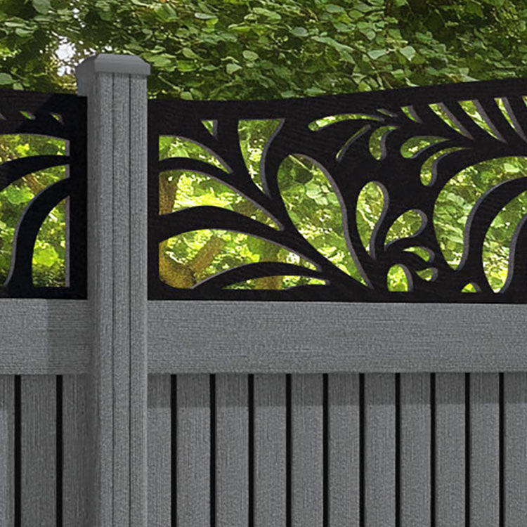 Virtis Petal Curved Top Fence Panel - Mid Grey - with our composite posts