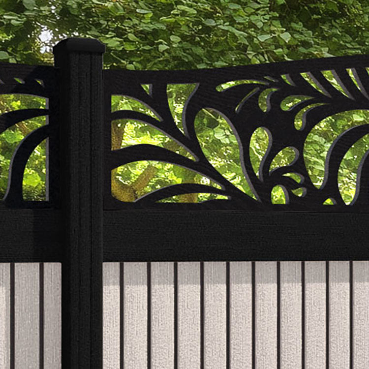 Virtis Petal Curved Top Fence Panel - Mid Stone - with our composite posts