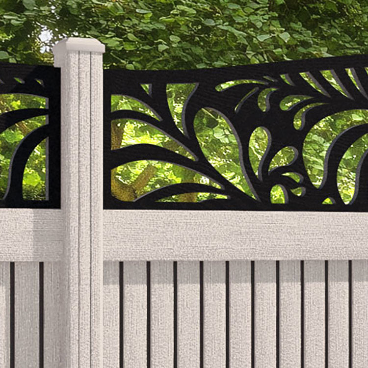 Virtis Petal Curved Top Fence Panel - Mid Stone - with our composite posts