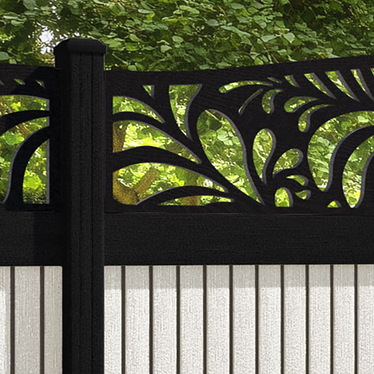 Virtis Petal Curved Top Fence Panel - Light Stone - with our aluminium posts