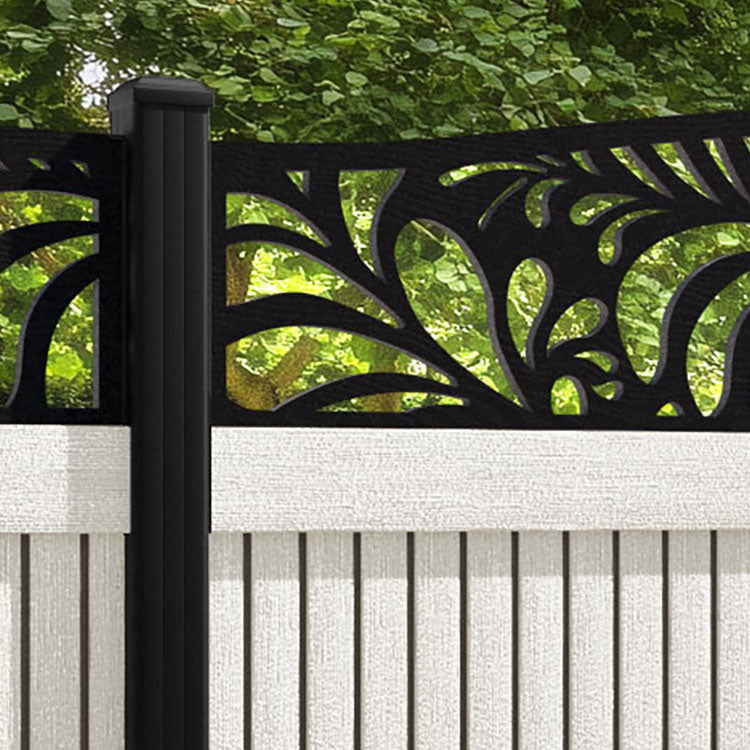 Virtis Petal Curved Top Fence Panel - Light Stone - with our aluminium posts