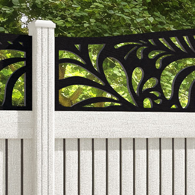 Virtis Petal Curved Top Fence Panel - Light Stone - with our composite posts