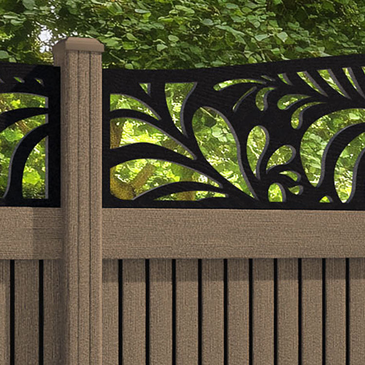 Virtis Petal Curved Top Fence Panel - Teak - with our composite posts
