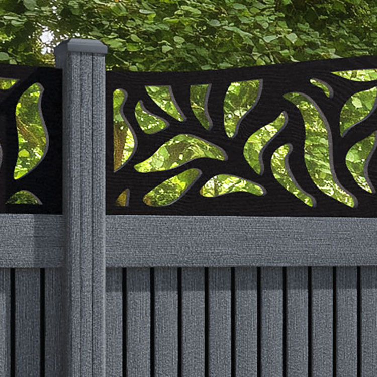 Virtis Plume Curved Top Fence Panel - Anthracite - with our composite posts