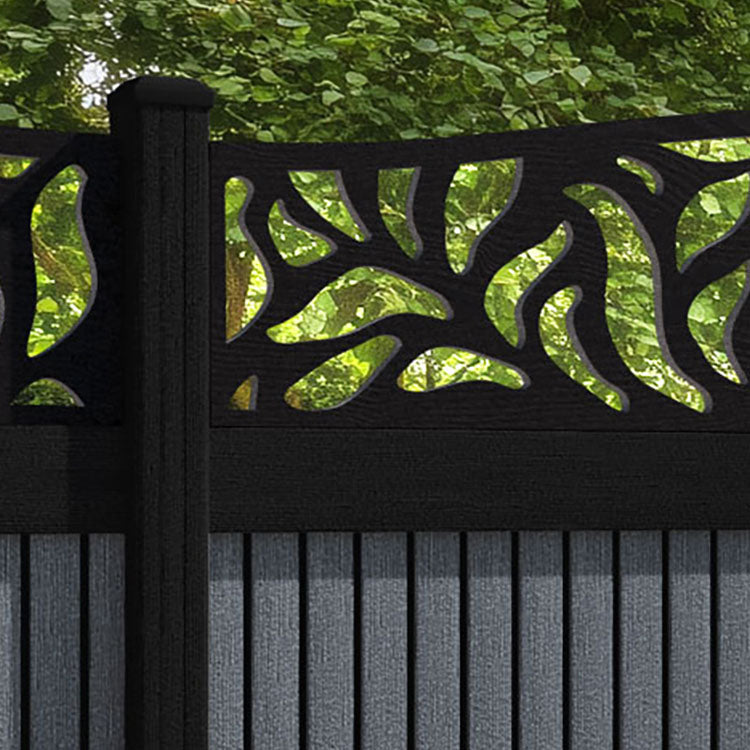 Virtis Plume Curved Top Fence Panel - Anthracite - with our composite posts