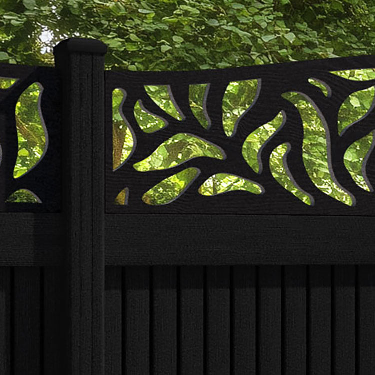 Virtis Plume Curved Top Fence Panel - Black - with our composite posts