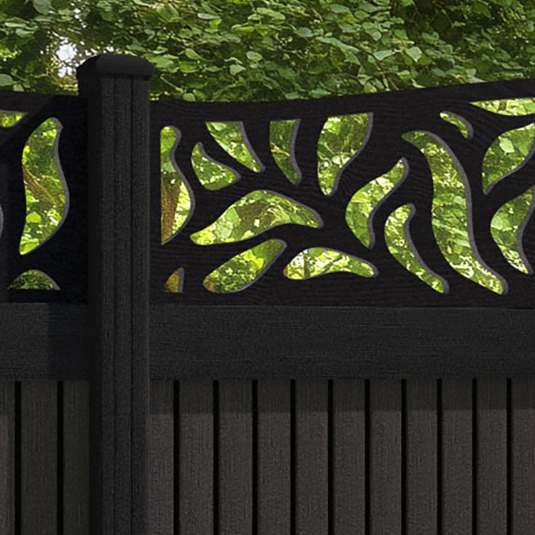 Virtis Plume Curved Top Fence Panel - Dark Oak - with our composite posts