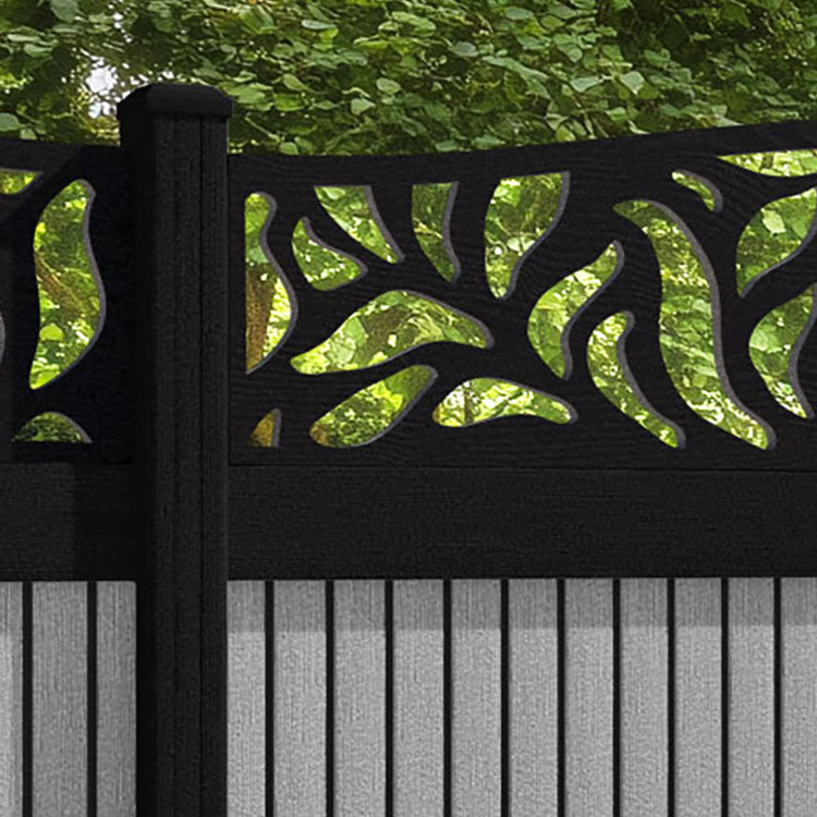 Virtis Plume Curved Top Fence Panel - Light Grey - with our composite posts