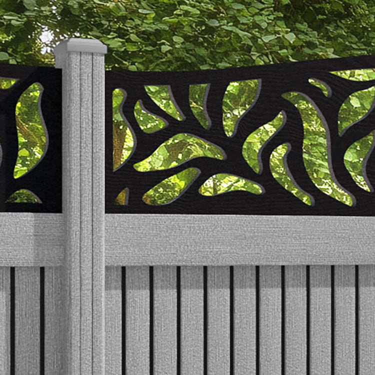 Virtis Plume Curved Top Fence Panel - Light Grey - with our composite posts