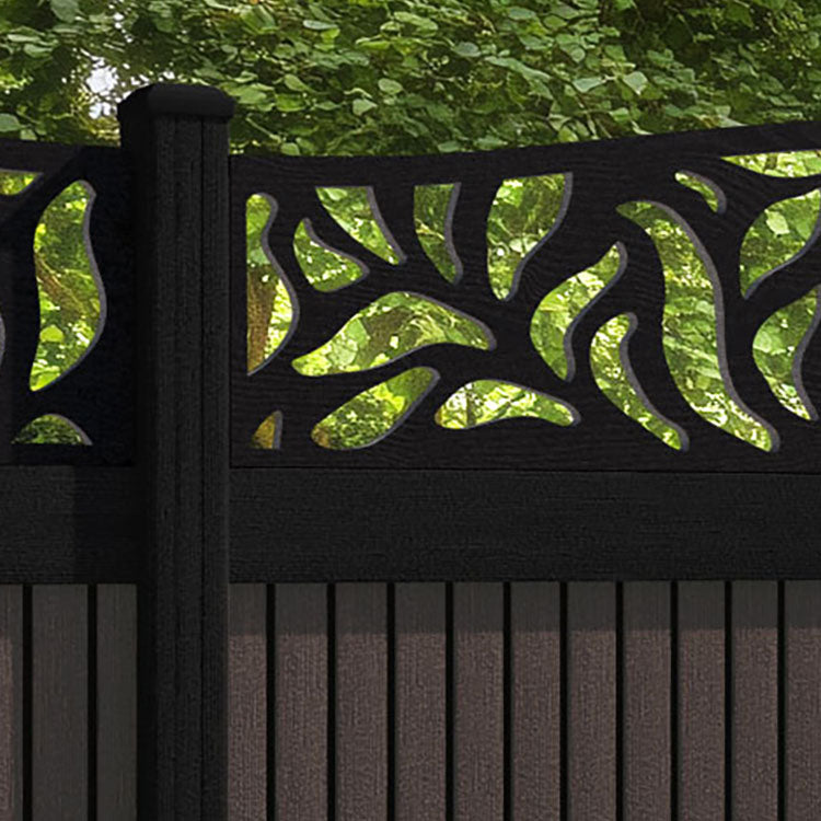 Virtis Plume Curved Top Fence Panel - Mid Brown - with our composite posts