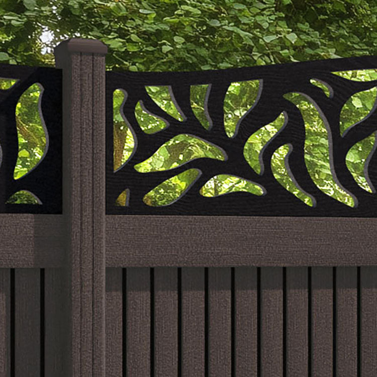 Virtis Plume Curved Top Fence Panel - Mid Brown - with our composite posts