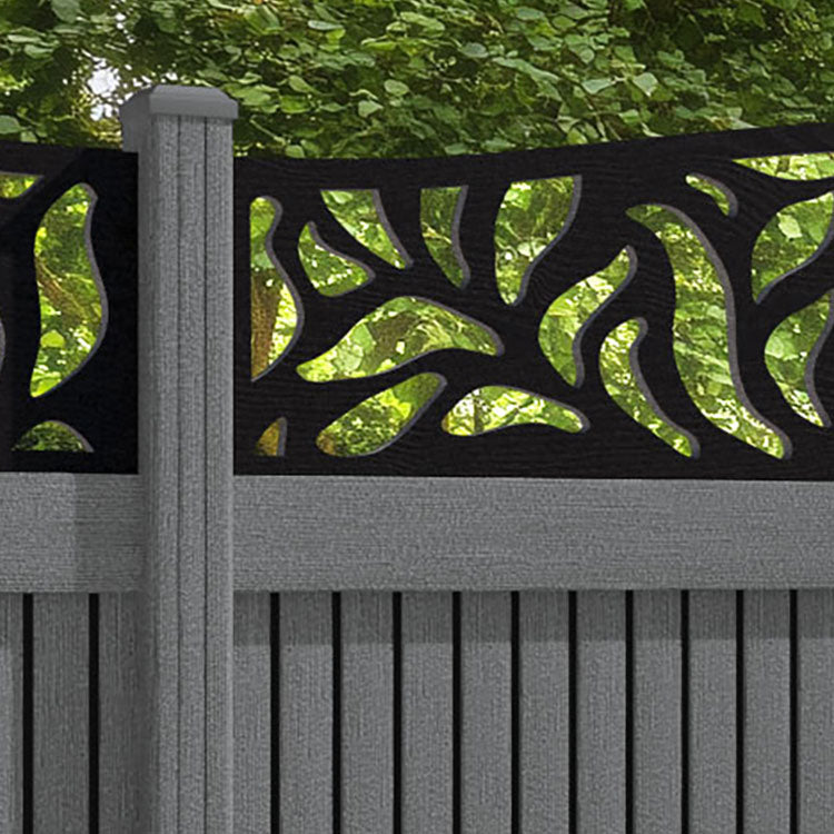 Virtis Plume Curved Top Fence Panel - Mid Grey - with our composite posts