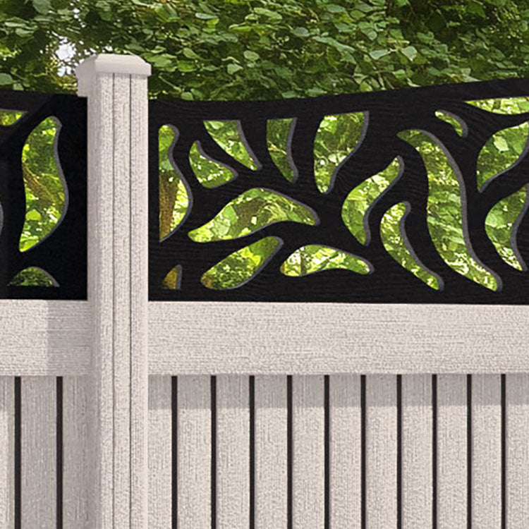 Virtis Plume Curved Top Fence Panel - Mid Stone - with our composite posts