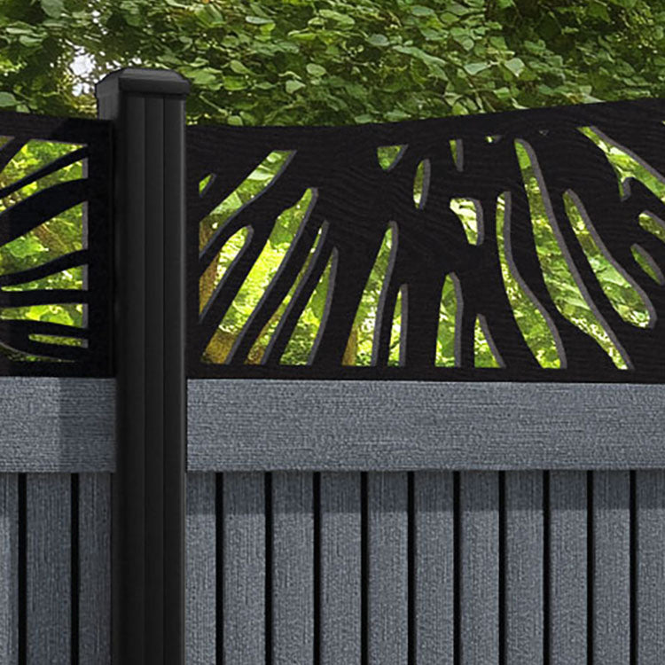 Virtis Poppy Curved Top Fence Panel - Anthracite - with our aluminium posts