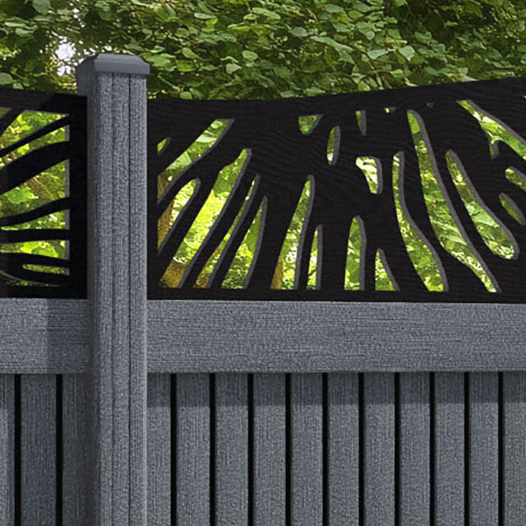 Virtis Poppy Curved Top Fence Panel - Anthracite - with our composite posts