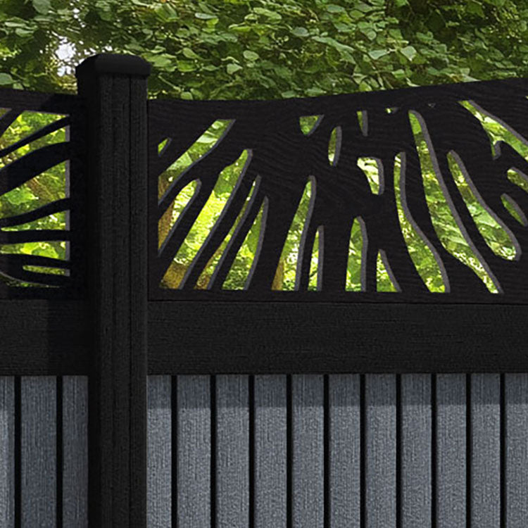 Virtis Poppy Curved Top Fence Panel - Anthracite - with our aluminium posts
