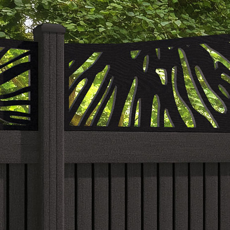 Virtis Poppy Curved Top Fence Panel - Dark Oak - with our composite posts