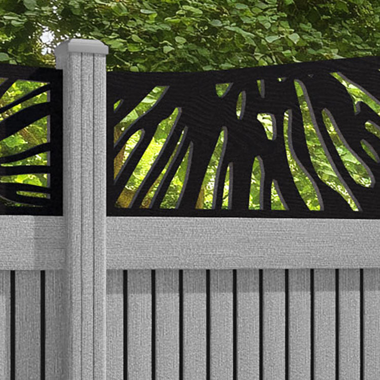 Virtis Poppy Curved Top Fence Panel - Light Grey - with our composite posts