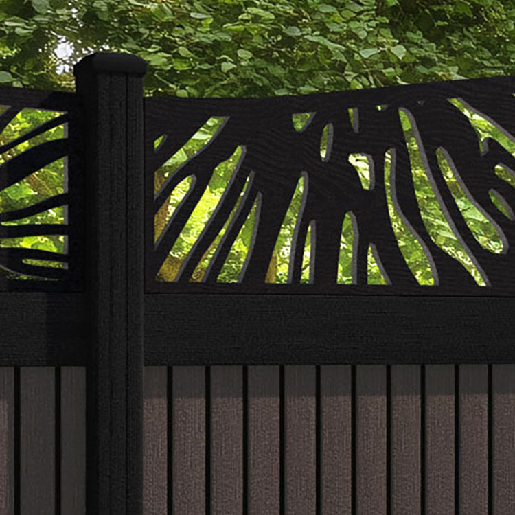 Virtis Poppy Curved Top Fence Panel - Mid Brown - with our composite posts