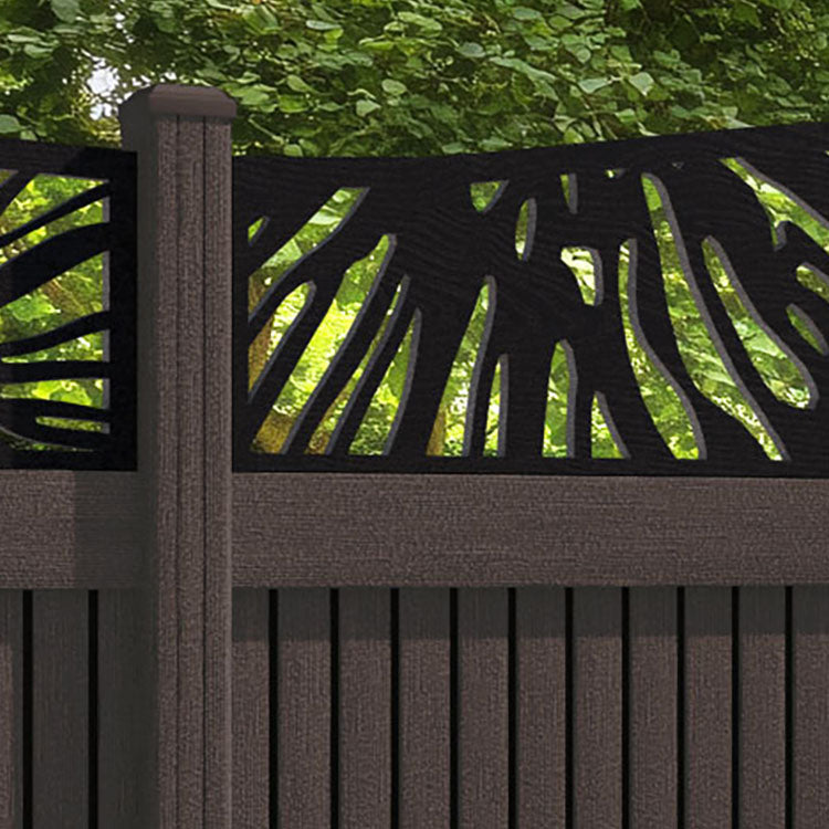 Virtis Poppy Curved Top Fence Panel - Mid Brown - with our composite posts