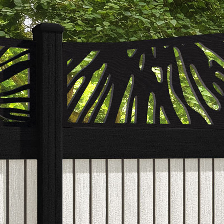 Virtis Poppy Curved Top Fence Panel - Light Stone - with our composite posts