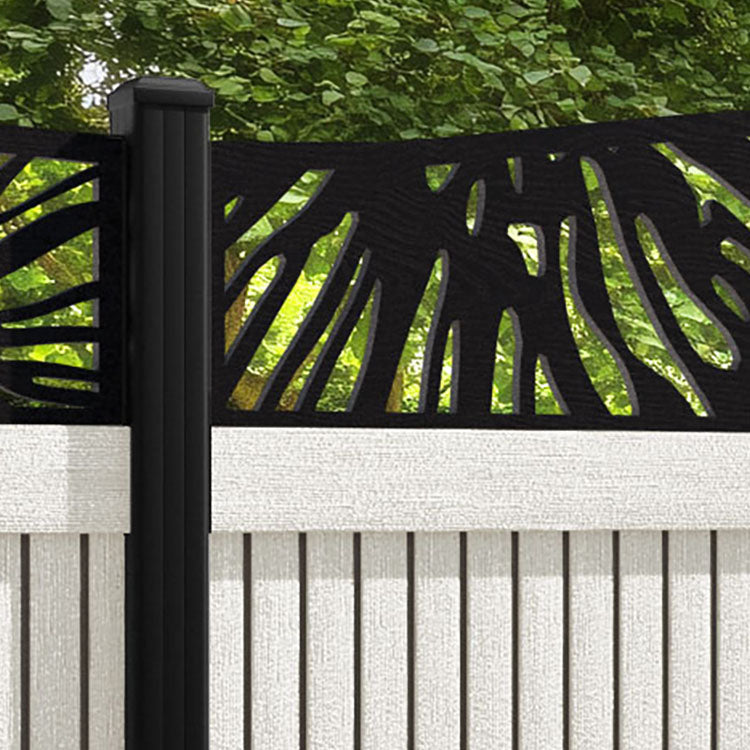 Virtis Poppy Curved Top Fence Panel - Light Stone - with our aluminium posts