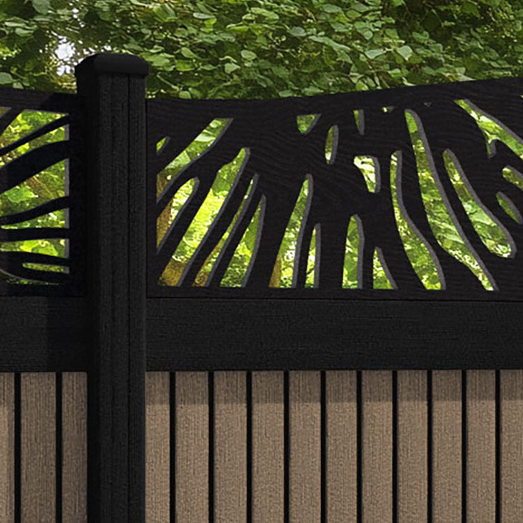 Virtis Poppy Curved Top Fence Panel - Teak - with our composite posts