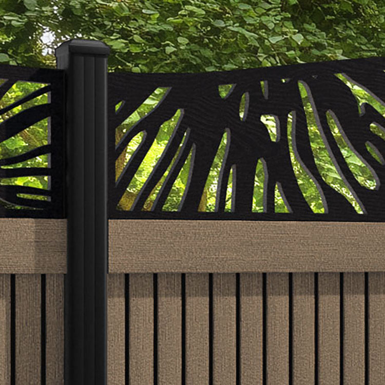 Virtis Poppy Curved Top Fence Panel - Teak - with our aluminium posts