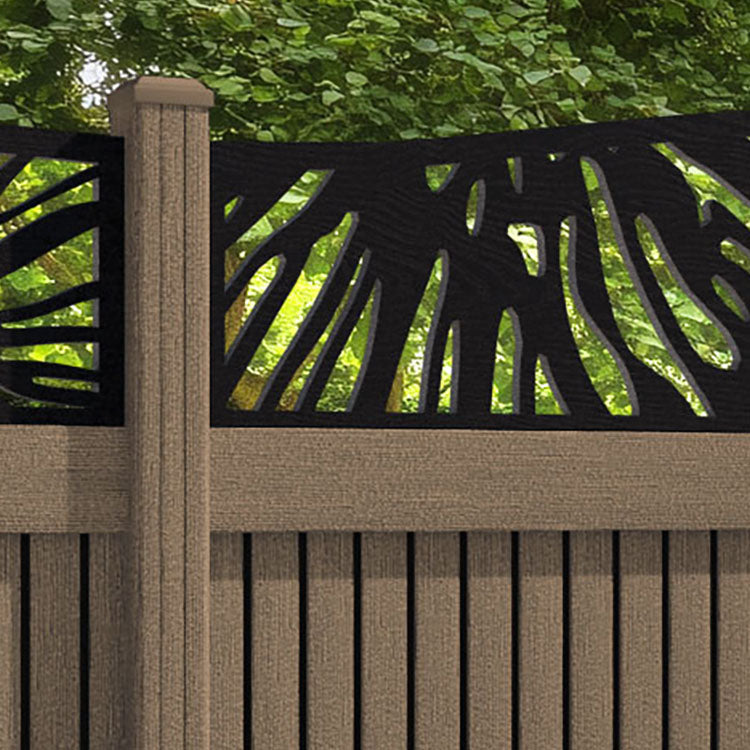 Virtis Poppy Curved Top Fence Panel - Teak - with our composite posts