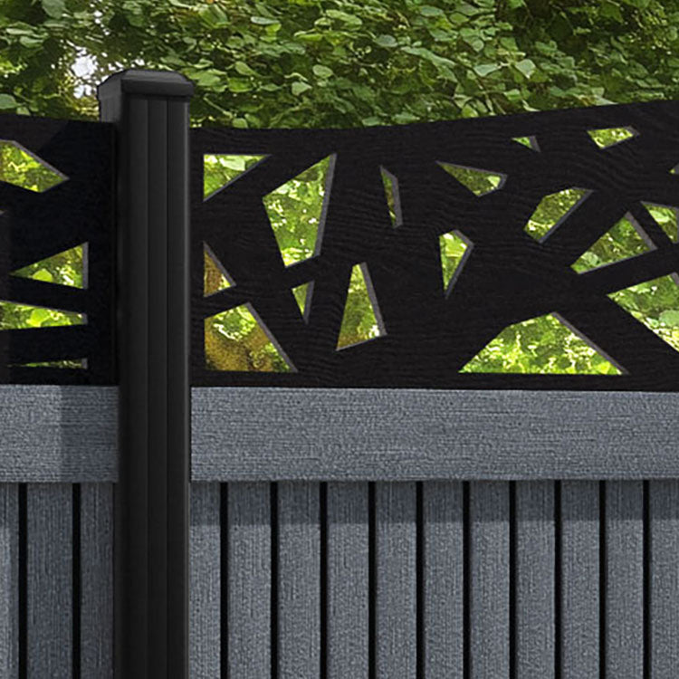 Virtis Prism Curved Top Fence Panel - Anthracite - with our aluminium posts