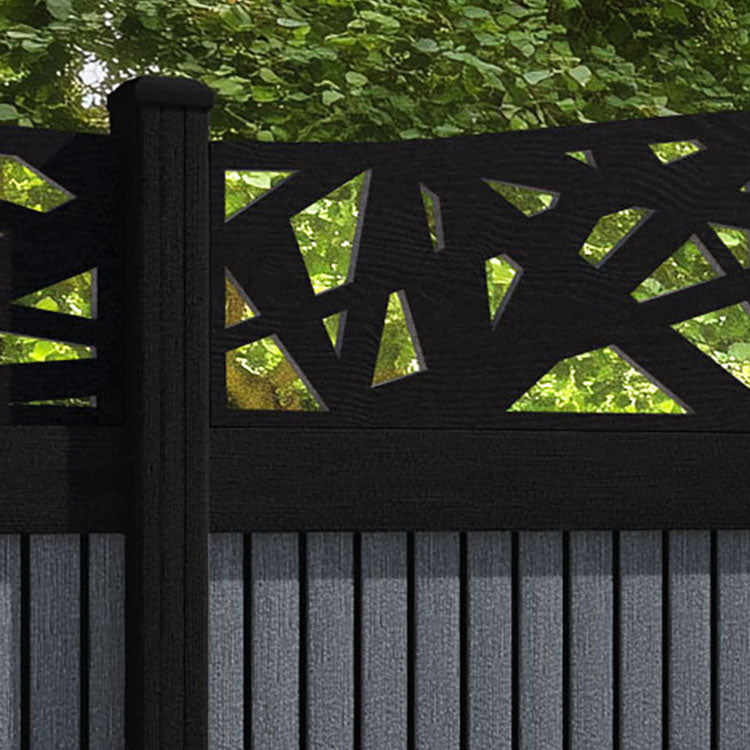 Virtis Prism Curved Top Fence Panel - Anthracite - with our aluminium posts