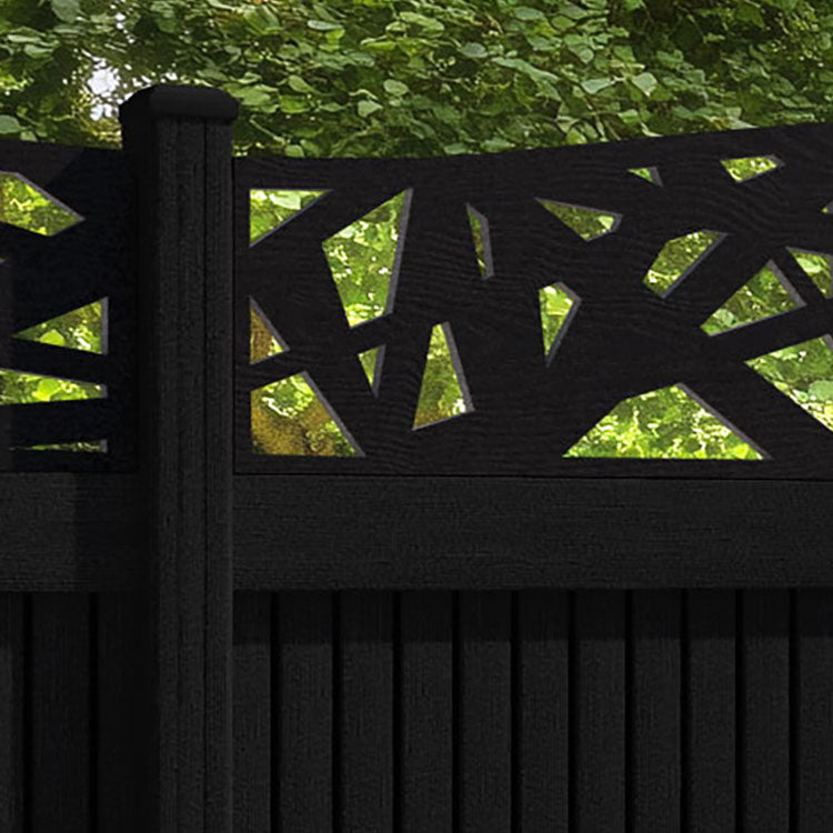 Virtis Prism Curved Top Fence Panel - Black - with our composite posts
