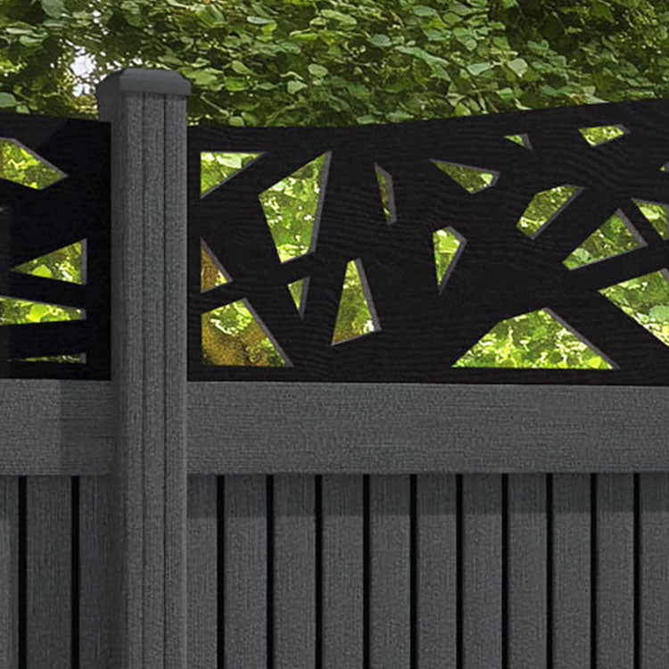 Virtis Prism Curved Top Fence Panel - Dark Grey - with our composite posts