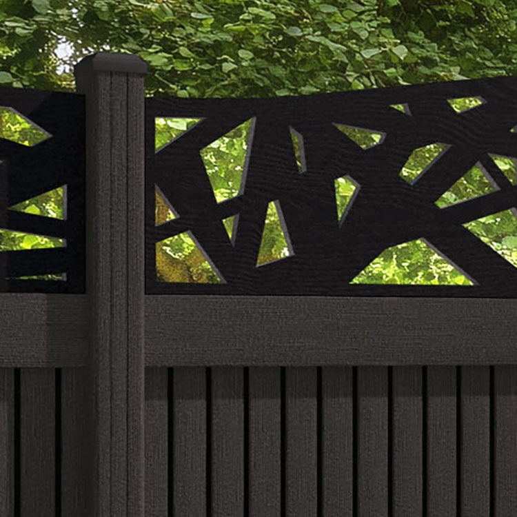 Virtis Prism Curved Top Fence Panel - Dark Oak - with our composite posts