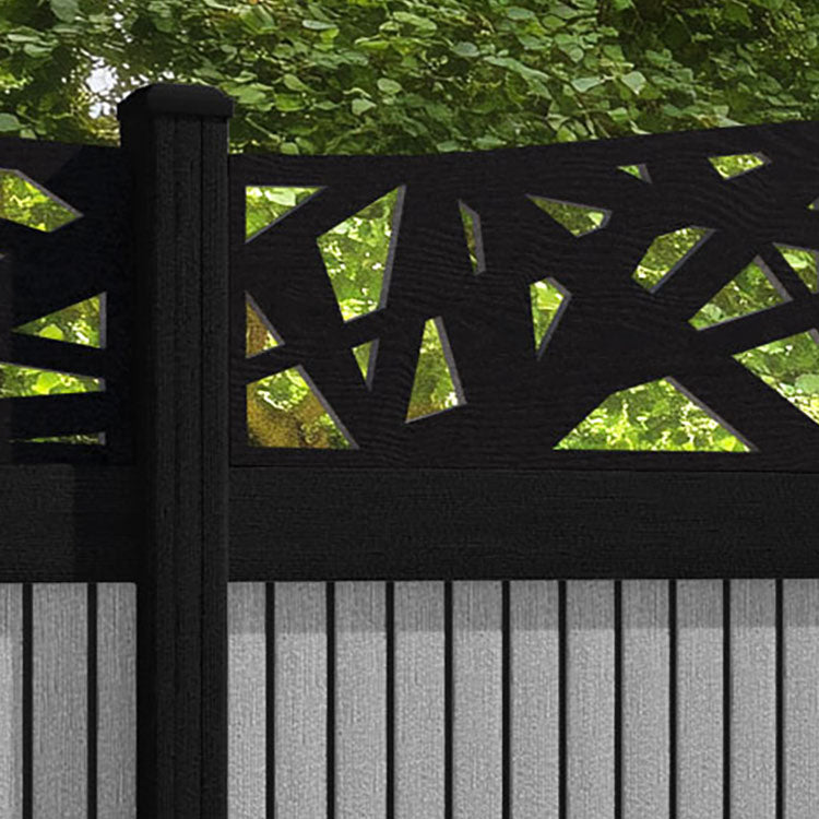 Virtis Prism Curved Top Fence Panel - Light Grey - with our composite posts
