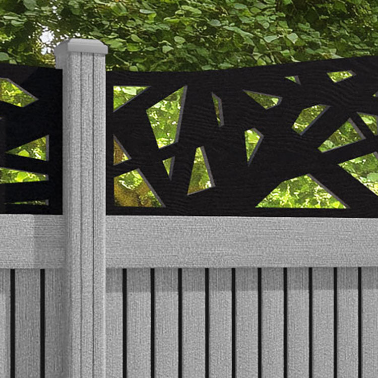 Virtis Prism Curved Top Fence Panel - Light Grey - with our composite posts