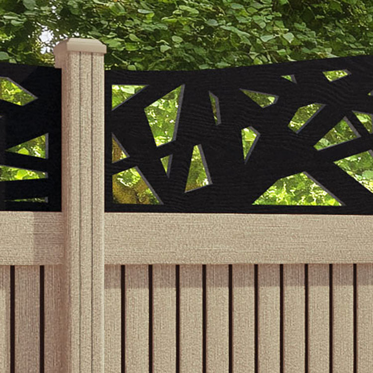 Virtis Prism Curved Top Fence Panel - Light Oak - with our composite posts