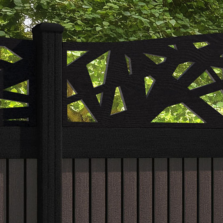 Virtis Prism Curved Top Fence Panel - Mid Brown - with our composite posts