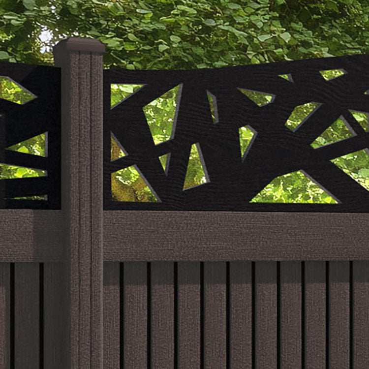 Virtis Prism Curved Top Fence Panel - Mid Brown - with our composite posts