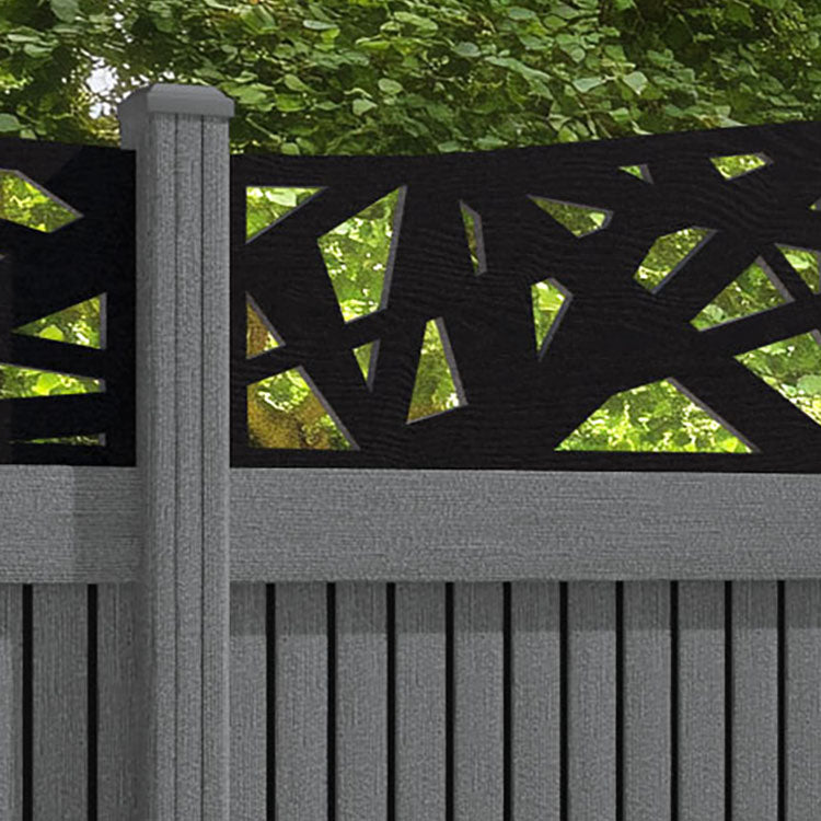Virtis Prism Curved Top Fence Panel - Mid Grey - with our composite posts