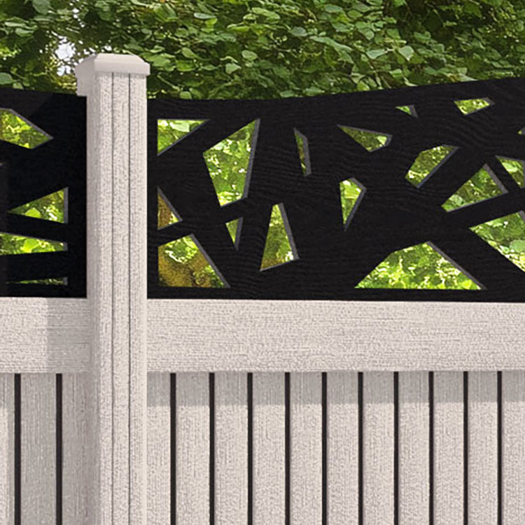 Virtis Prism Curved Top Fence Panel - Mid Stone - with our composite posts