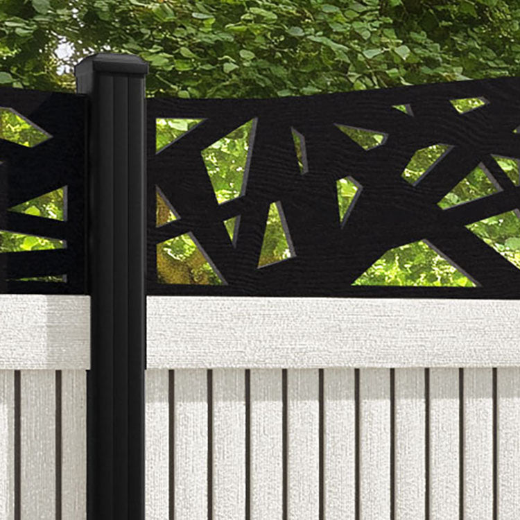 Virtis Prism Curved Top Fence Panel - Light Stone - with our aluminium posts