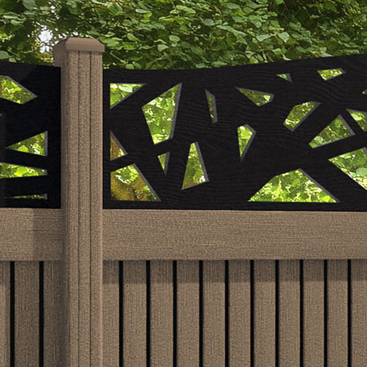 Virtis Prism Curved Top Fence Panel - Teak - with our composite posts