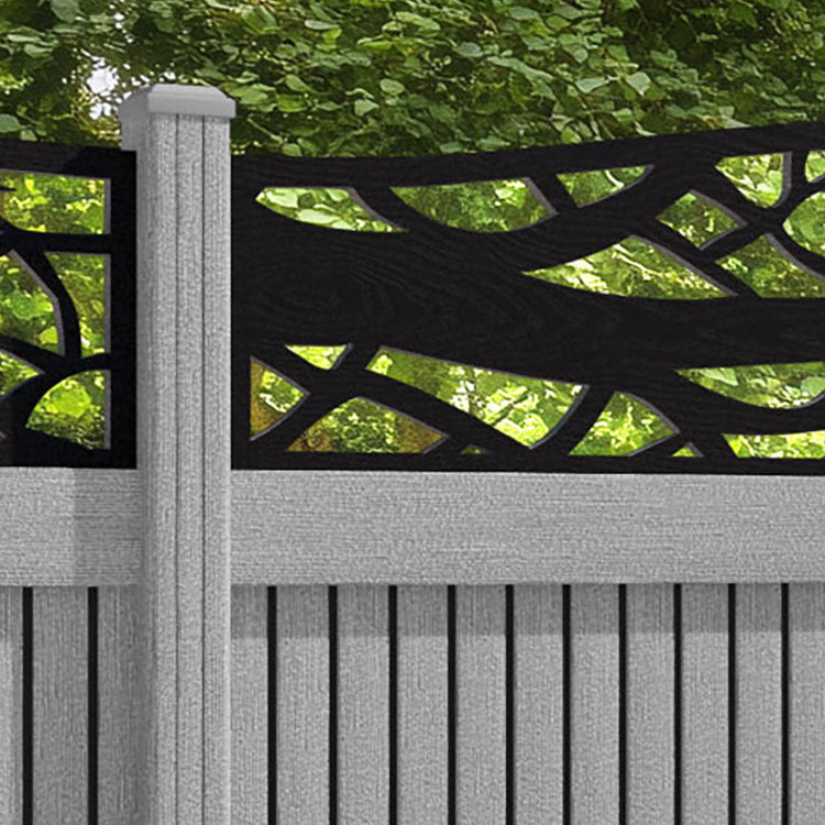 Virtis Twilight Curved Top Fence Panel - Light Grey - with our composite posts