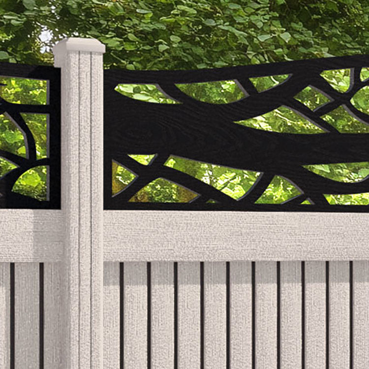 Virtis Twilight Curved Top Fence Panel - Mid Stone - with our composite posts