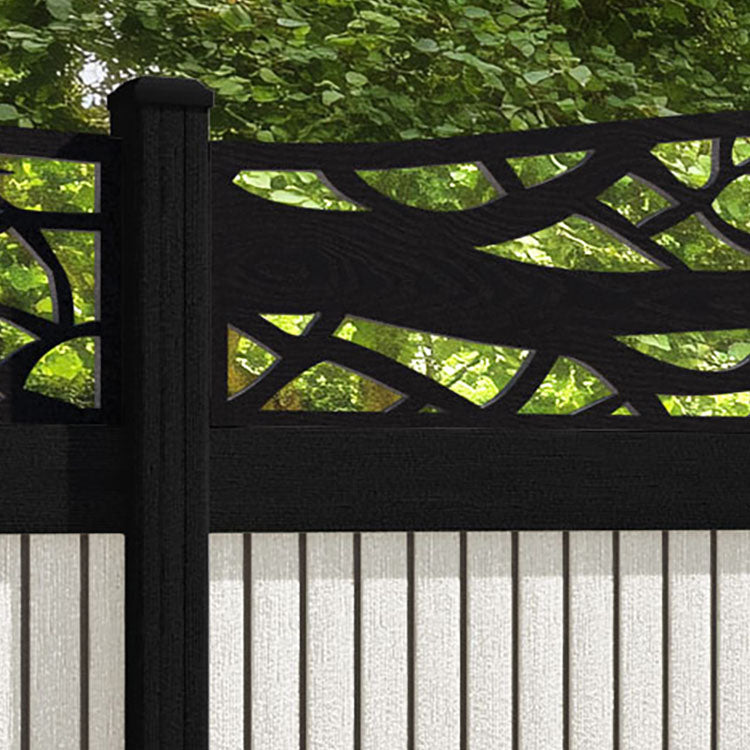 Virtis Twilight Curved Top Fence Panel - Light Stone - with our composite posts