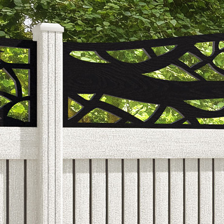 Virtis Twilight Curved Top Fence Panel - Light Stone - with our composite posts