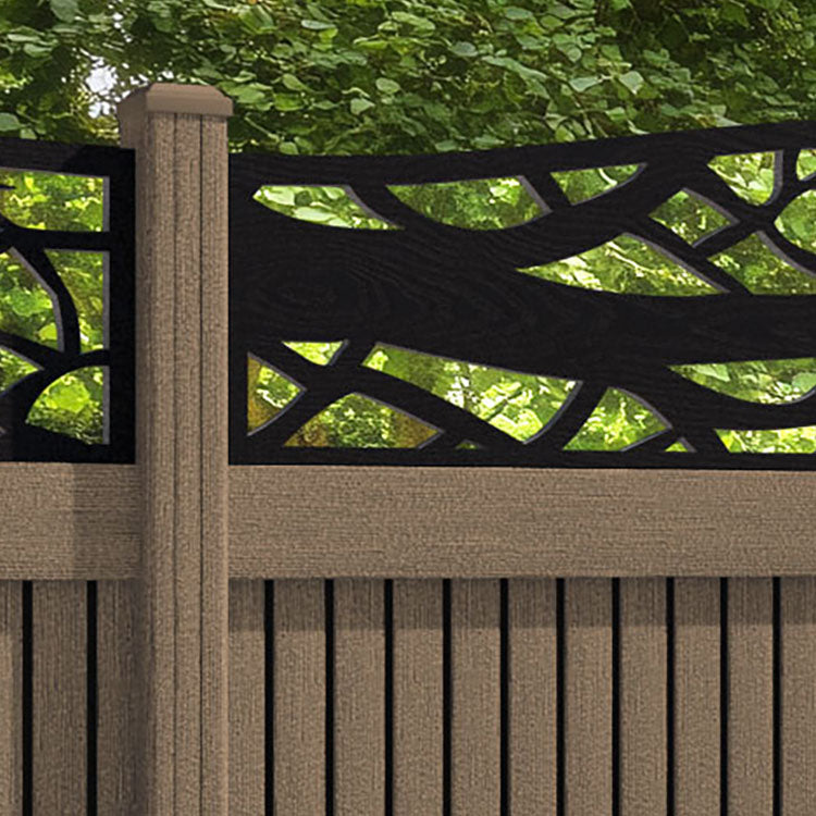 Virtis Twilight Curved Top Fence Panel - Teak - with our composite posts