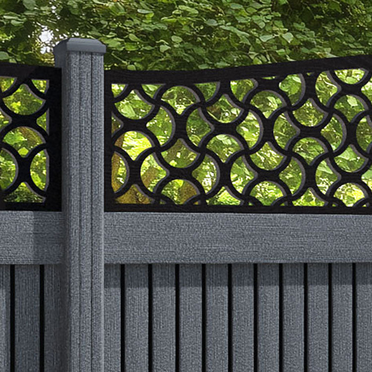 Virtis Vida Curved Top Fence Panel - Anthracite - with our composite posts