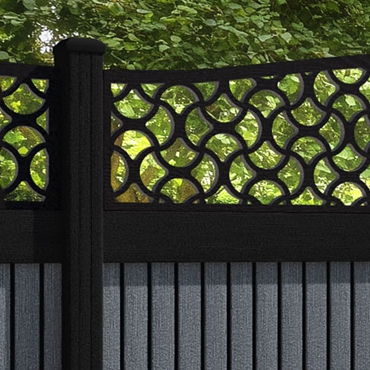 Virtis Vida Curved Top Fence Panel - Anthracite - with our composite posts